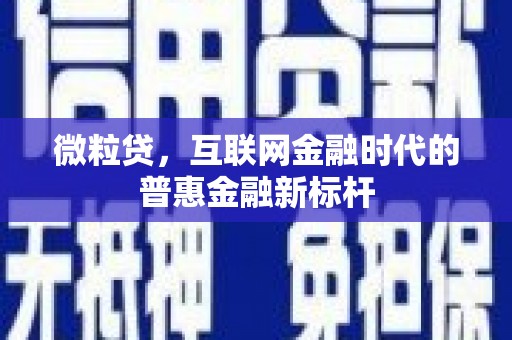 元长微粒贷，互联网金融时代的普惠金融新标杆