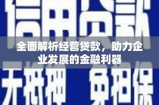 元长全面解析经营贷款，助力企业发展的金融利器