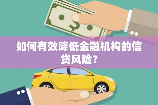元长如何有效降低金融机构的信贷风险？