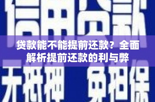 元长贷款能不能提前还款？全面解析提前还款的利与弊