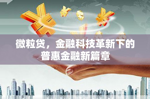 元长微粒贷，金融科技革新下的普惠金融新篇章