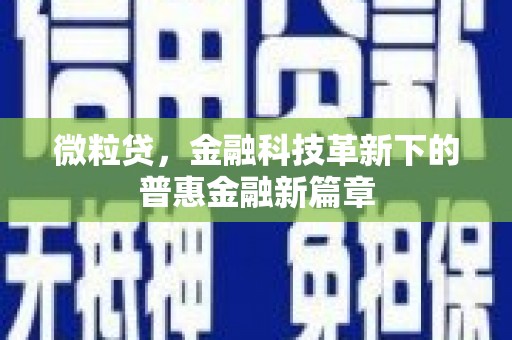 元长微粒贷，金融科技革新下的普惠金融新篇章